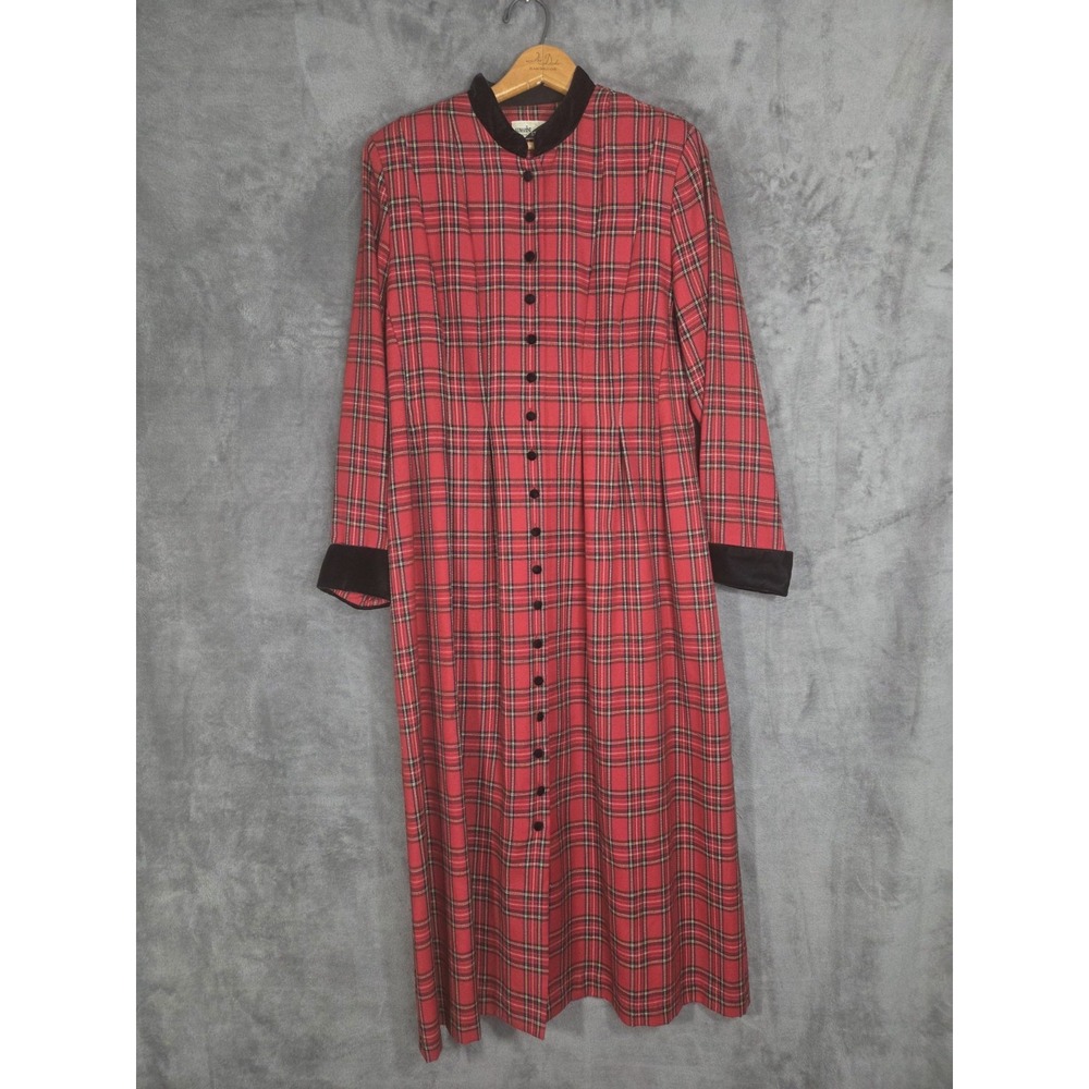 Sunshine Starshine‎ Vintage Tartan Plaid Red Velvet Lined Dress 10 British Punk